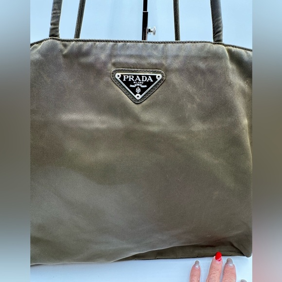 Prada - Authentic - Canvas Olive colored Shoulder /Tote Bag - Picture 5 of 16